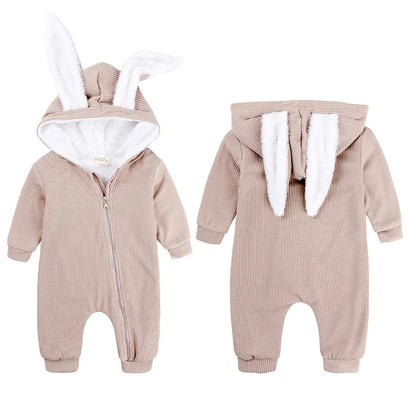 Pride and Joy Rabbit Ear Winter Hooded Baby Jumpsuit