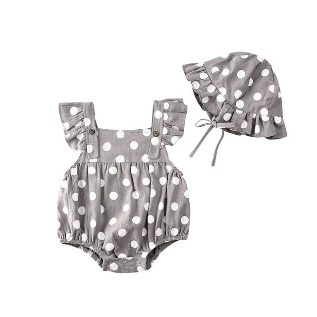 Pride and Joy Polkadot Baby Romper with Summer Hat