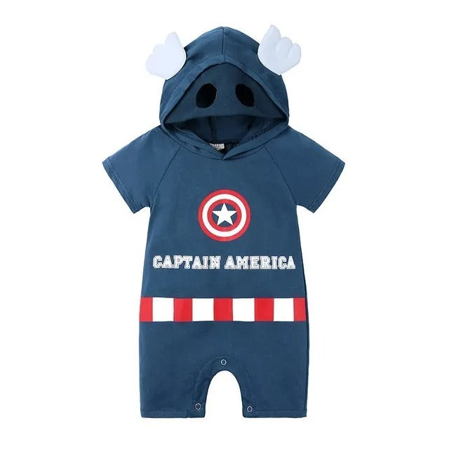 Pride and Joy Comic Superhero Hooded Baby Jumpsuits