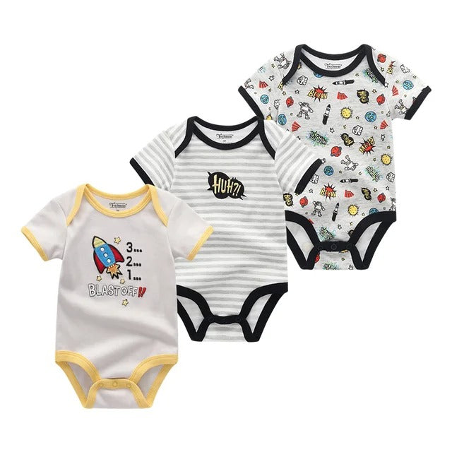 Pride and Joy 3 Piece Short Sleeve Baby Romper Set