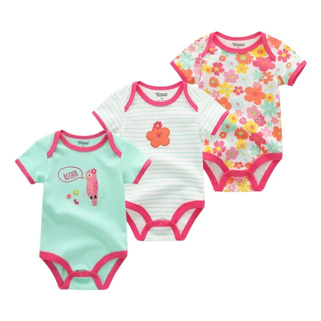 Pride and Joy 3 Piece Short Sleeve Baby Romper Set