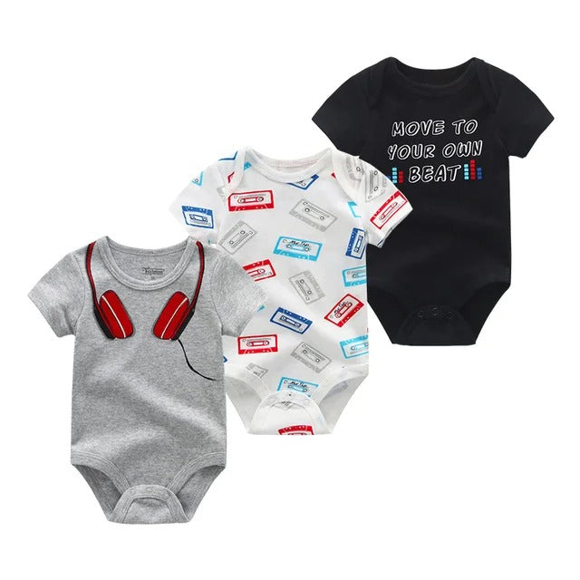 Pride and Joy 3 Piece Short Sleeve Baby Romper Set