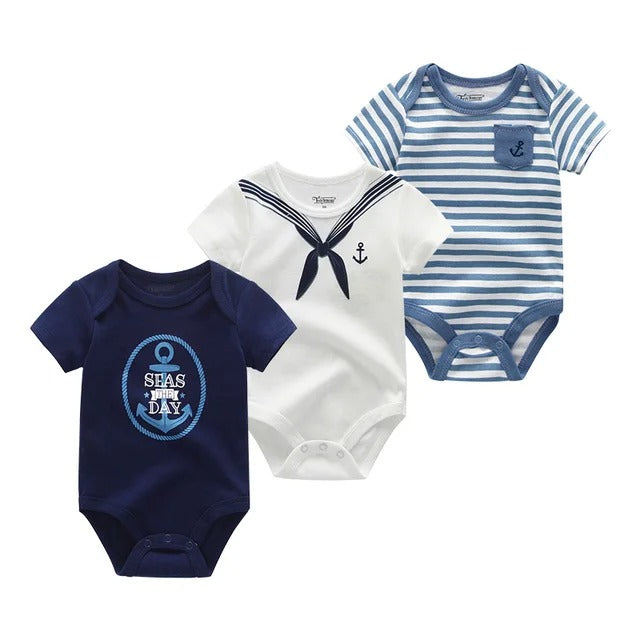 Pride and Joy 3 Piece Short Sleeve Baby Romper Set