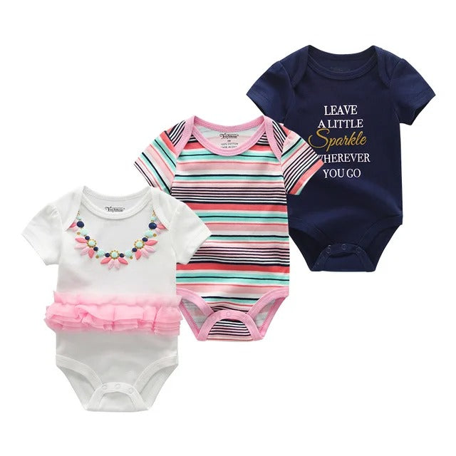 Pride and Joy 3 Piece Short Sleeve Baby Romper Set