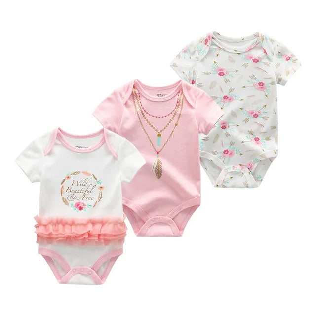 Pride and Joy 3 Piece Short Sleeve Baby Romper Set