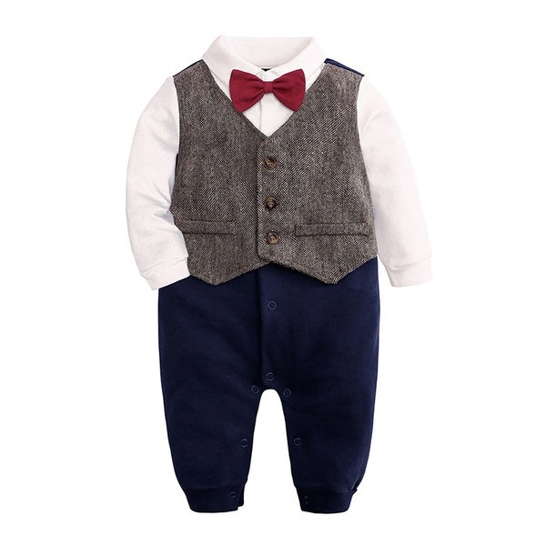 Pride and Joy Knitted Cotton Gentleman Baby Romper