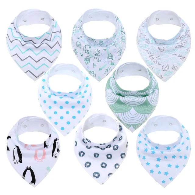 Pride and Joy 8 Piece Cotton Material Baby Feeding Bib Set