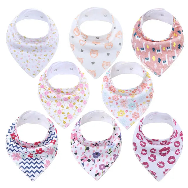 Pride and Joy 8 Piece Cotton Material Baby Feeding Bib Set