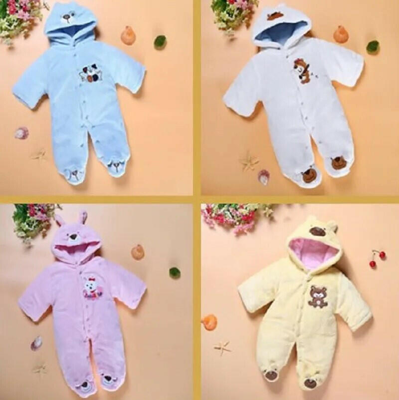 Pride and Joy Winter Bear Coral Fleece Baby Romper