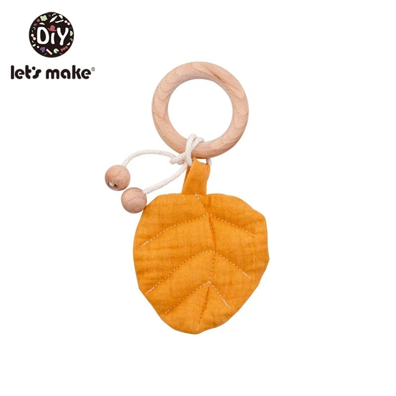 Cotton Leaf Wooden Baby Teether