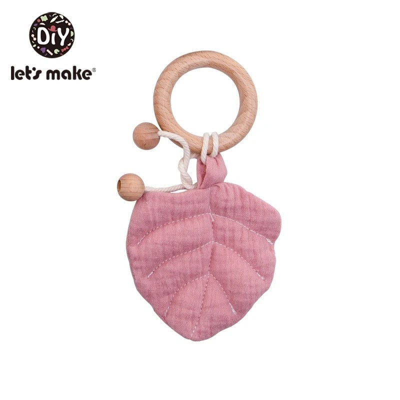 Cotton Leaf Wooden Baby Teether