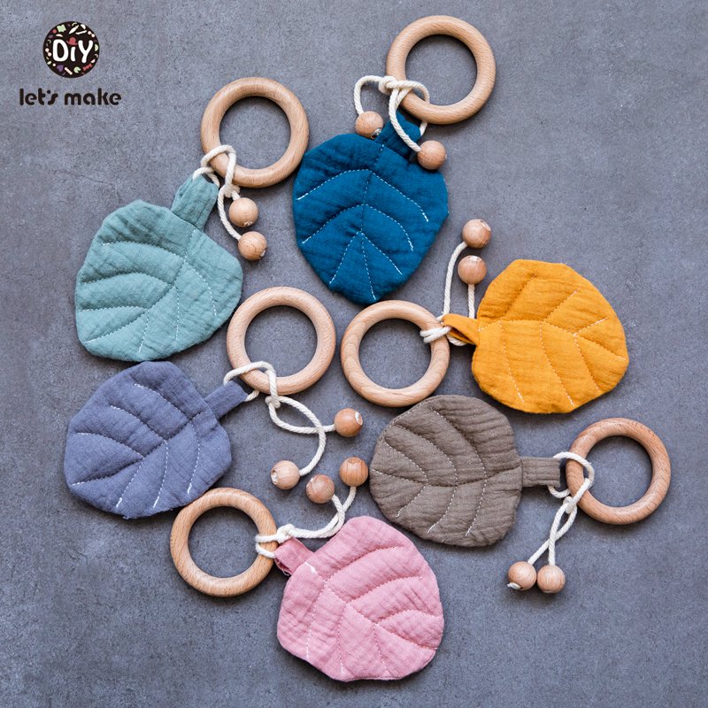 Cotton Leaf Wooden Baby Teether