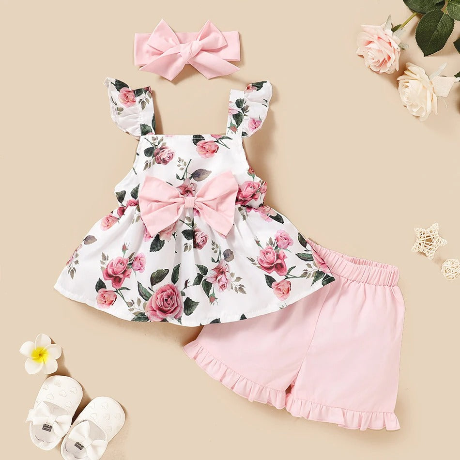 Pride and Joy 3 Piece Floral Baby Girl Clothes Set