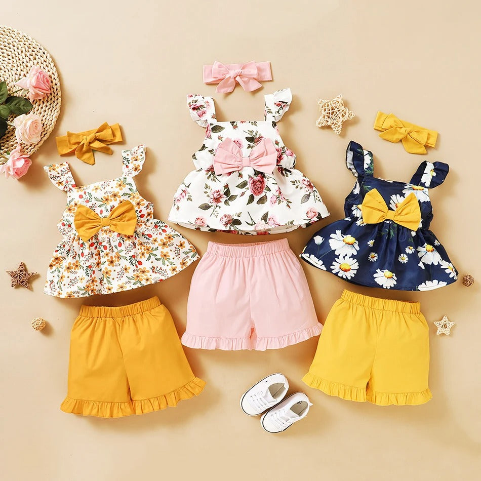 Pride and Joy 3 Piece Floral Baby Girl Clothes Set