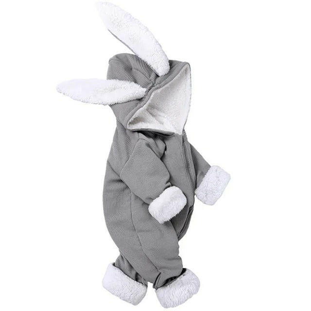 Pride and Joy Rabbit Ear Winter Hooded Baby Jumpsuit