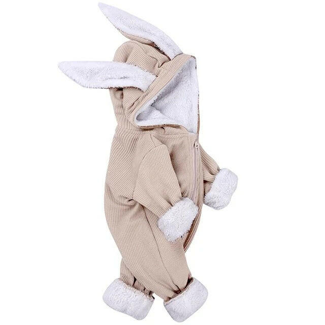 Pride and Joy Rabbit Ear Winter Hooded Baby Jumpsuit