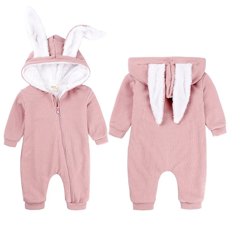 Pride and Joy Rabbit Ear Winter Hooded Baby Jumpsuit