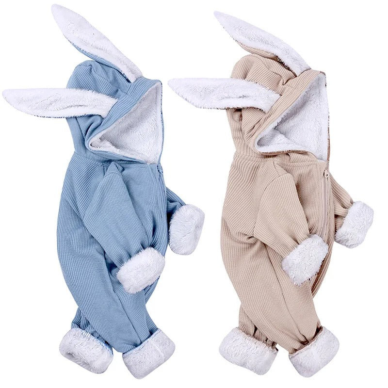 Pride and Joy Rabbit Ear Winter Hooded Baby Jumpsuit