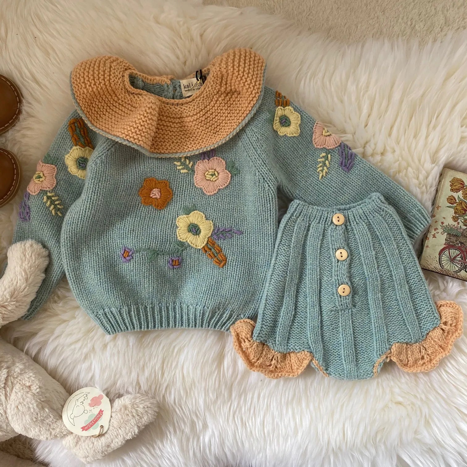 Pride and Joy 2 Piece Floral Baby Wool Clothing Outfit