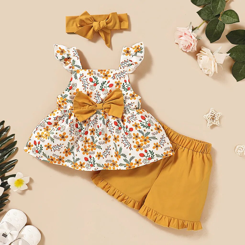 Pride and Joy 3 Piece Floral Baby Girl Clothes Set