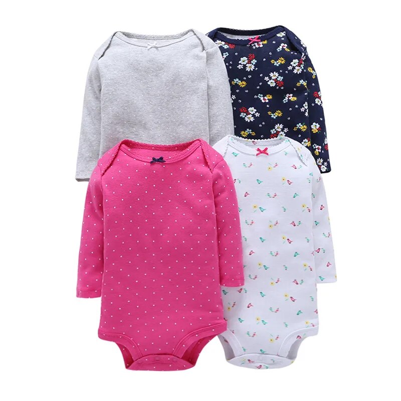 Pride and Joy Cotton 4 Piece Long Sleeve Baby Romper Set