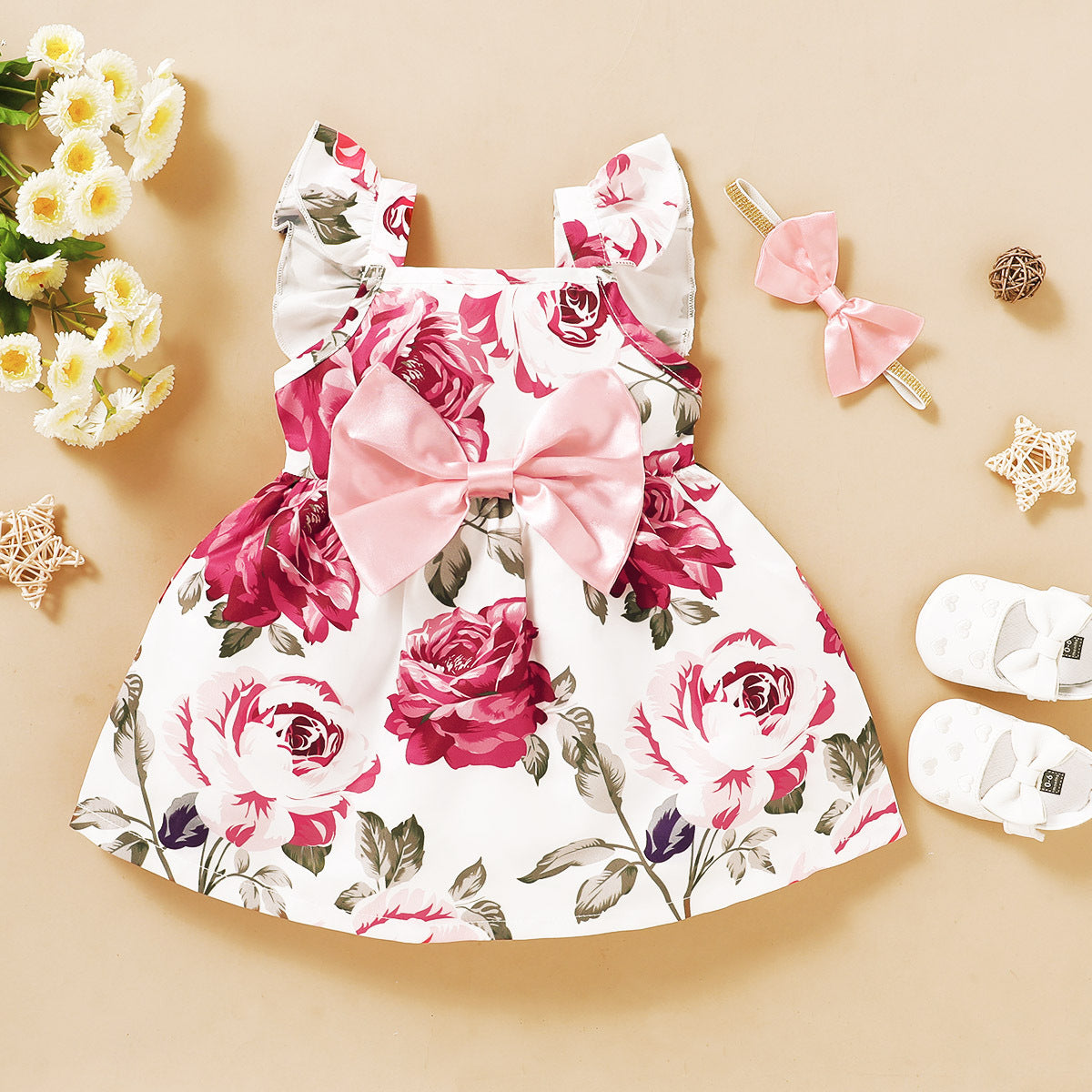 Pride and Joy Baby Girls Floral Dress With Headband