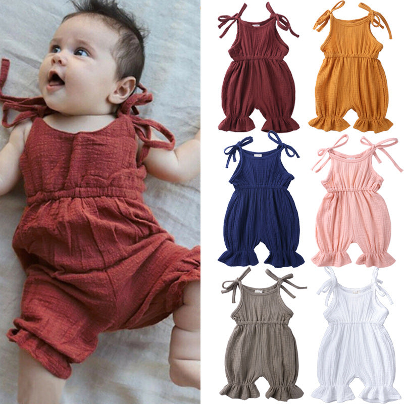 Pride and Joy Cotton Sling Strap Ruffle Baby Romper