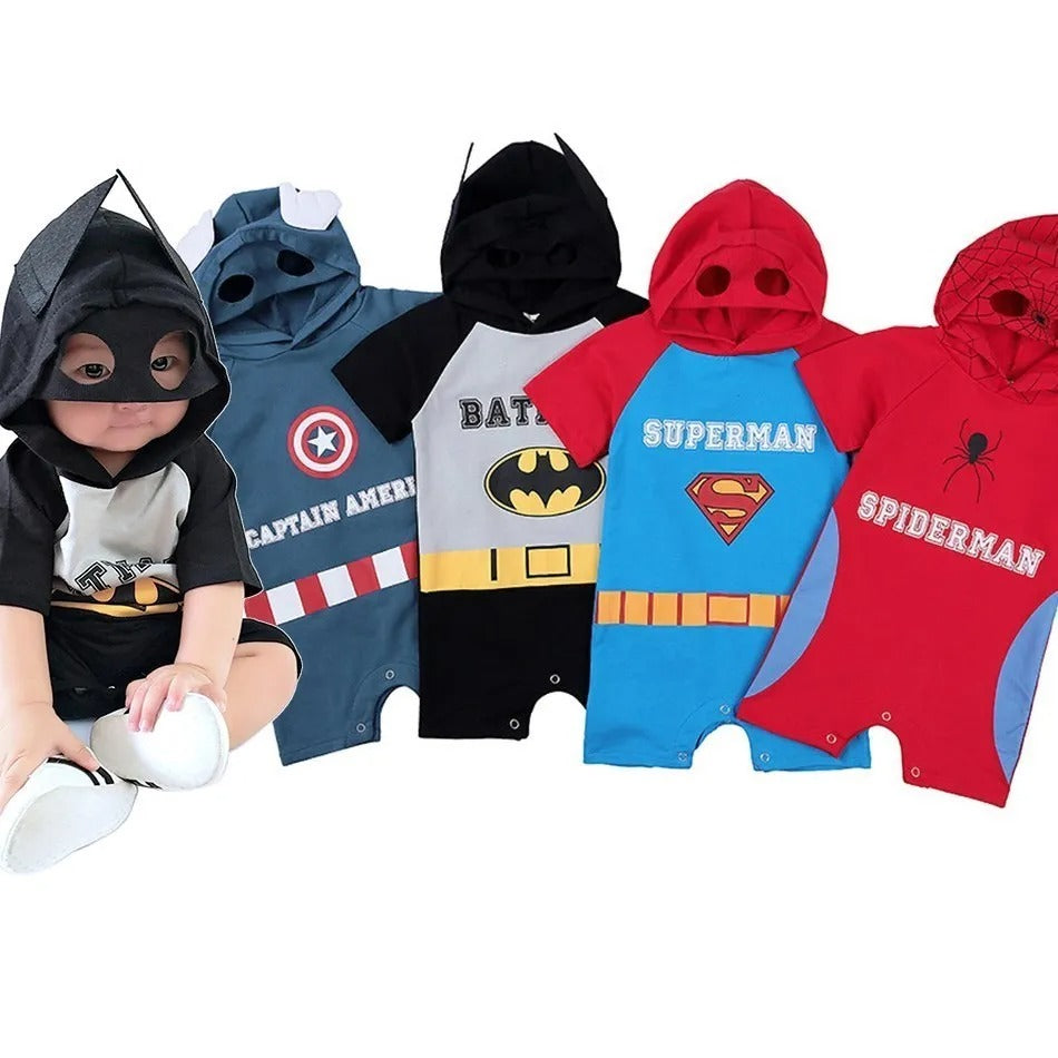 Pride and Joy Comic Superhero Hooded Baby Jumpsuits