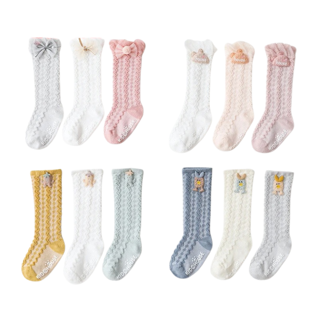 Pride and Joy Cotton Knee High 3 Pair Baby Socks Set