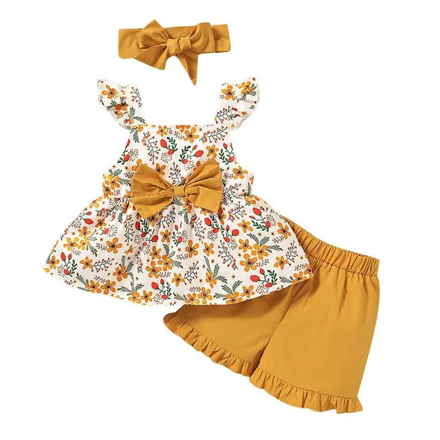 Pride and Joy 3 Piece Floral Baby Girl Clothes Set