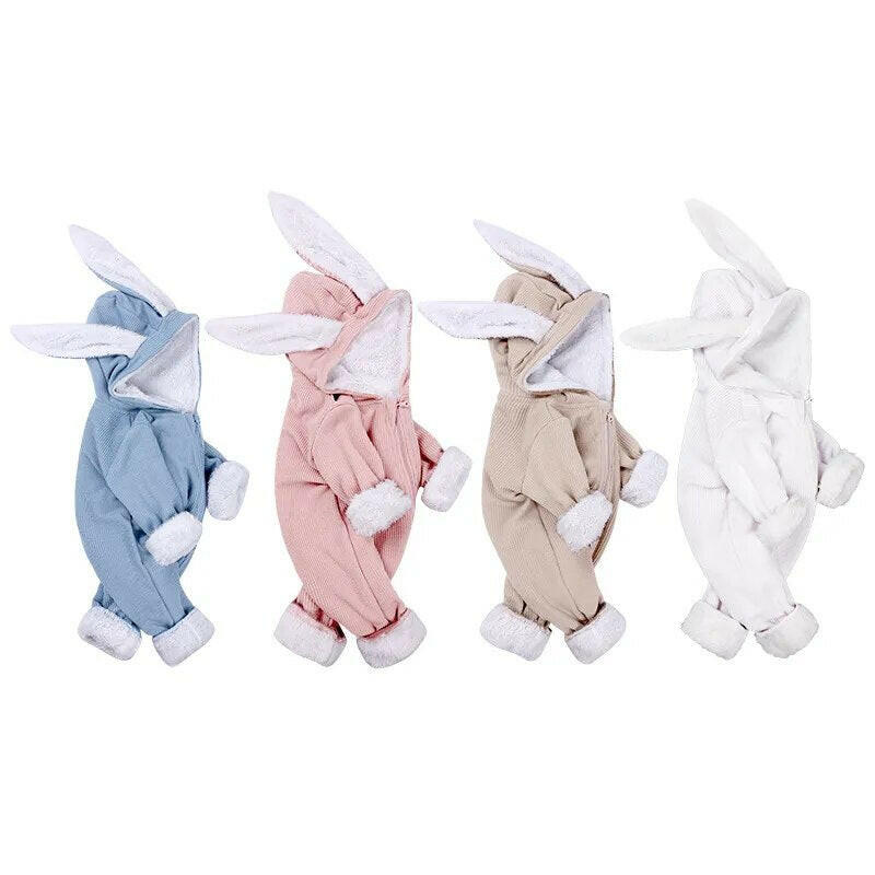 Pride and Joy Rabbit Ear Winter Hooded Baby Jumpsuit